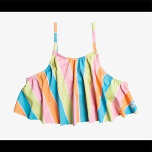 Roxy Girls Colors Of The Sun Flutter Bikini Top Size 7 Nwt